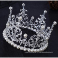 Big Imitation Pearls Wedding Alloy Full Round Crown Tiara